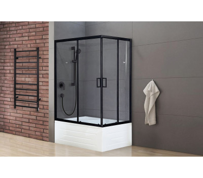Душевой угол с поддоном Royal Bath RB 8100BP-T-BL (прозрачное) левый черный 