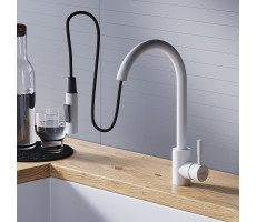 Смеситель для кухни с вытяжным изливом Dorff Logic D3007533 Белый 