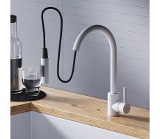 Смеситель для кухни с вытяжным изливом Dorff Logic D3007533 Белый Смеситель для кухни с вытяжным изливом Dorff Logic D3007533 Белый