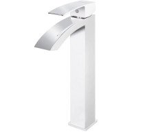 Смеситель для раковины высокий Grocenberg GB3007WC, белый/хром 