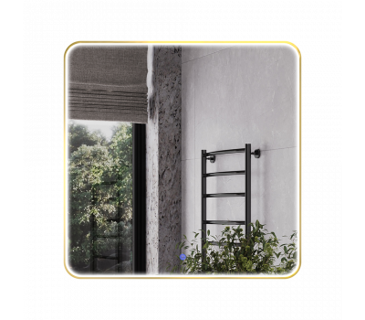 Зеркало в золотой алюминиевой раме 80 см Comforty Сириус-80 LED IC-подсветка теплый свет, сенсор 00-00020722 