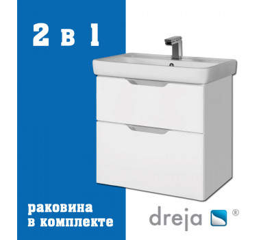 Тумба с раковиной подвесная Dreja Q 60 см, белый