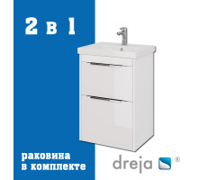 Тумба с раковиной подвесная/напольная Dreja Prime 60 см, белый