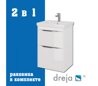 Тумба с раковиной подвесная/напольная Dreja Prime 60 см, белый