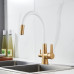 Смеситель для кухни с гибким изливом и подключением фильтра Shevanik S668G, золотой сатин/белый