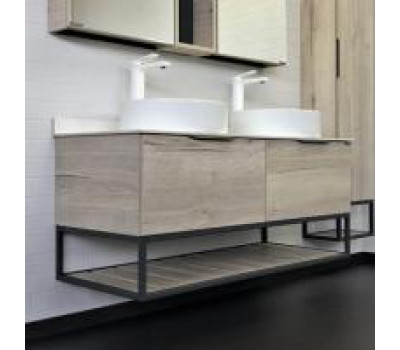 Тумба-умывальник Comforty Порто-120-2 дуб дымчатый с белой столешницей с раковинами Comforty 9110 00-00008910 