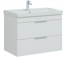 Тумба с раковиной Aquanet Ирис new 80 подвесная 2 ящ. цв. белый глянец 00312431 Тумба с раковиной Aquanet Ирис new 80 подвесная 2 ящ. цв. белый глянец 00312431