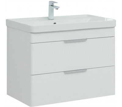 Тумба с раковиной Aquanet Ирис new 80 подвесная 2 ящ. цв. белый глянец 00312431 Тумба с раковиной Aquanet Ирис new 80 подвесная 2 ящ. цв. белый глянец 00312431