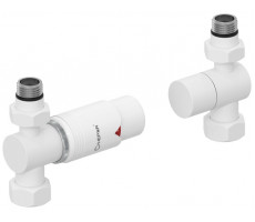 Автоматический терморегулятор Сунержа G 1/2" НР х G 3/4" НГ набор прямой цвет-белый матовый/белый 30-1420-6202 