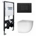 Комплект подвесной унитаз ABBER Bequem AC1132TC белый, с закрытым дном с инсталляцией AC0105 и кнопкой AC0120MB черный матовый 