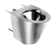 Унитаз из нержавеющей стали без сливного бака матовый c антивандальным креплением 390х355х450 NOFER 13012.P.S 