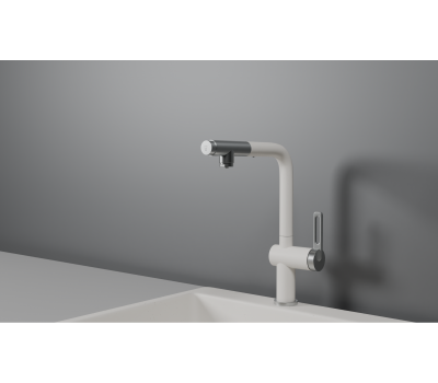 Смеситель для кухни GRANULA GR-8169, АРКТИК (БЕЛЫЙ), С ВЫДВИЖНЫМ ИЗЛИВОМ 