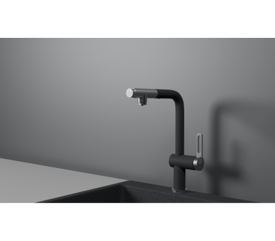 Смеситель для кухни GRANULA GR-8169, ГРАФИТ, С ВЫДВИЖНЫМ ИЗЛИВОМ 