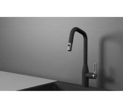 Смеситель для кухни GRANULA GR-8171, ГРАФИТ, С ВЫДВИЖНЫМ ИЗЛИВОМ 