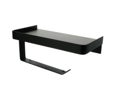 Бумагодержатель с полкой для телефона черный Fixsen Hotel FX-31011B 