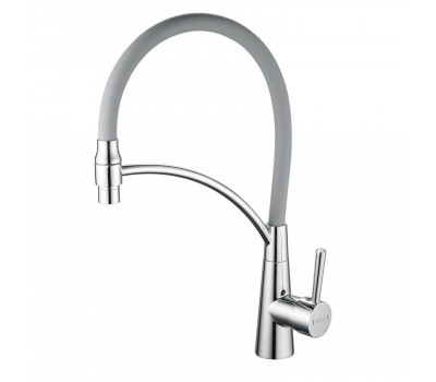 Смеситель для кухни с гибким изливом Shevanik S743-9, хром/серый