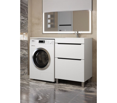 Тумба под стиральную машину напольная Uperwood Tanos 58х47,5х76,5 см, белая/графит, 2 ящика 291120334 Тумба под стиральную машину напольная Uperwood Tanos 58х47,5х76,5 см, белая/графит, 2 ящика 291120334