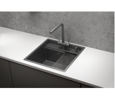 Кухонная мойка GRANULA KS-5051, ГРАФИТ МАТОВЫЙ, стальная KITCHEN SPACE 