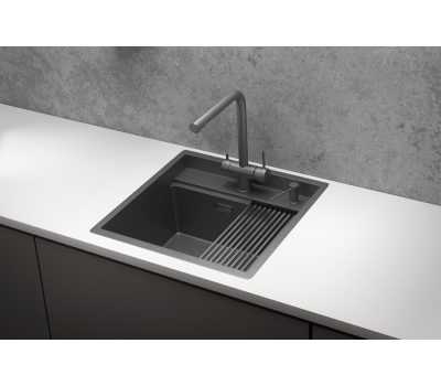 Кухонная мойка GRANULA KS-5051, ГРАФИТ МАТОВЫЙ, стальная KITCHEN SPACE 
