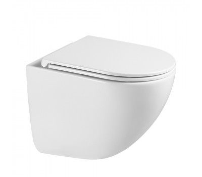 Унитаз ABBER Bequem AC1131TC подвесной белый, безободковый, смыв торнадо, с закрытым дном Унитаз ABBER Bequem AC1131TC подвесной белый, безободковый, смыв торнадо, с закрытым дном
