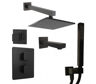 Комплект на 3 потребителя с термостатом Grazia PAINI, для ванны/душа, черный брашированный PVD 21PZSET36911THSHBATH 