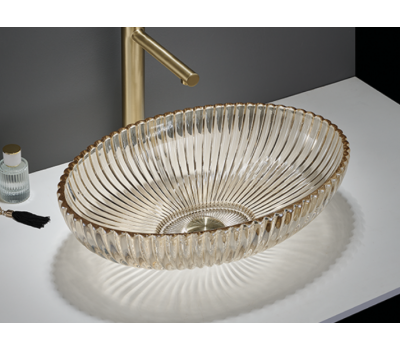 Раковина Ceramalux GL49-CP  стекло золото 