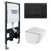 Комплект подвесной унитаз ABBER Rechteck AC1220TC белый, с закрытым дном с инсталляцией AC0105 и кнопкой AC0120MB черный матовый Комплект подвесной унитаз ABBER Rechteck AC1220TC белый, с закрытым дном с инсталляцией AC0105 и кнопкой AC0120MB черный матовый