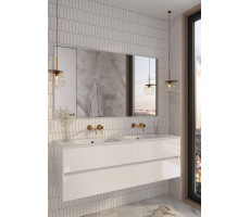 Тумба без раковины Armadi Art Vallessi 140*46см Белый глянец 4 полки 837-140-W 