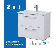 Тумба с раковиной подвесная Dreja Gio 80 см, белый