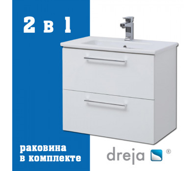 Тумба с раковиной подвесная Dreja Gio 80 см, белый