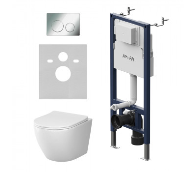Инсталляция PrimeFit с подвесным унитазом AquaSpin 2.0 и клавишей AM.PM Like IS90151.801901 Хром Глянцевое 