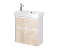 Тумба под раковину подвесная Dreja Slim 65 см, белый/дуб кантри Тумба под раковину подвесная Dreja Slim 65 см, белый/дуб кантри