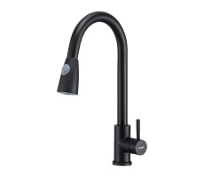 Смеситель для кухни с выдвижным изливом и режимом душ FRAP F60991-6, черный Смеситель для кухни с выдвижным изливом и режимом душ FRAP F60991-6, черный