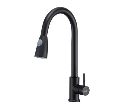 Смеситель для кухни с выдвижным изливом и режимом душ FRAP F60991-6, черный 