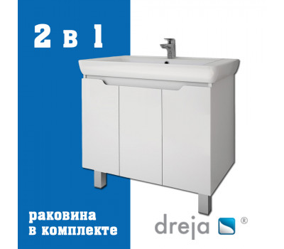 Тумба с раковиной подвесная Dreja Q Plus (D) 80 см, белый