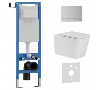 Комплект 3в1 IBERICA BLANCA инсталляция SILENCIO MINI, унитаз TOLEDO ALTO белый, кнопка смыва INOX-S хром матовый (IB.001M.TLA.234.1601) 