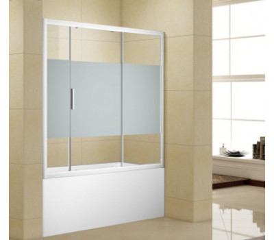 Шторка на ванну Aquanet Practic AE10-B-165H150U-CP 165, прозрачное стекло/шелкография 