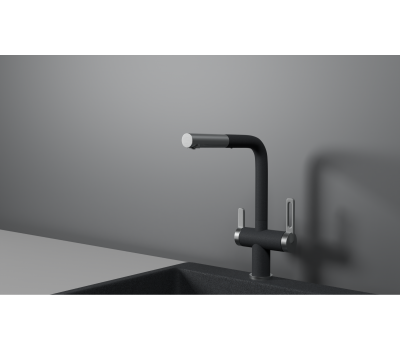 Смеситель для кухни GRANULA GR-8170, ГРАФИТ, С ВЫДВИЖНЫМ ИЗЛИВОМ 