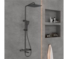 Душевая стойка Vincea Cube VSFS-1C1MB с изливом, черный Душевая стойка Vincea Cube VSFS-1C1MB с изливом, черный