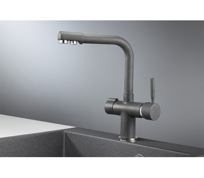 Смеситель для кухни GRANULA 2088, ГРАФИТ (ЧЁРНО-СЕРЫЙ) 