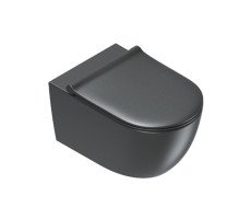 Унитаз подвесной 55x35, безободковый, смыв Tornado, покрытие Twinglaze+ Catalano Sfera 0511550022 черный матовый 