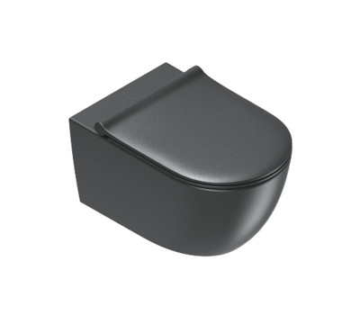 Унитаз подвесной 55x35, безободковый, смыв Tornado, покрытие Twinglaze+ Catalano Sfera 0511550022 черный матовый 