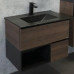 Тумба-умывальник Comforty Франкфурт-75 дуб шоколадно-коричневый с раковиной COMFORTY 75E черная матовая 