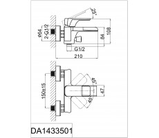 Смеситель для ванны DK DA1433501 хром 