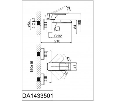 Смеситель для ванны DK DA1433501 хром 
