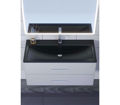 Раковина для ванной кварцевая Uperwood Foster Quartz 100х45,5х17,5 см, черная матовая, уголь 291030046 