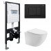 Комплект подвесной унитаз ABBER Bequem AC1100T белый с инсталляцией AC0105 и кнопкой AC0120MB черный матовый Комплект подвесной унитаз ABBER Bequem AC1100T белый с инсталляцией AC0105 и кнопкой AC0120MB черный матовый