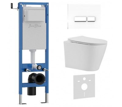 Комплект 3в1 IBERICA BLANCA инсталляция SILENCIO MINI, унитаз BURGOS ALTO белый, кнопка смыва CRYSTAL-R белый глянцевый (IB.001M.BRA.234.2210) 