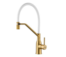 Смеситель для кухни с гибким изливом Shevanik S343G-1, золотой сатин