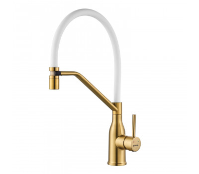 Смеситель для кухни с гибким изливом Shevanik S343G-1, золотой сатин